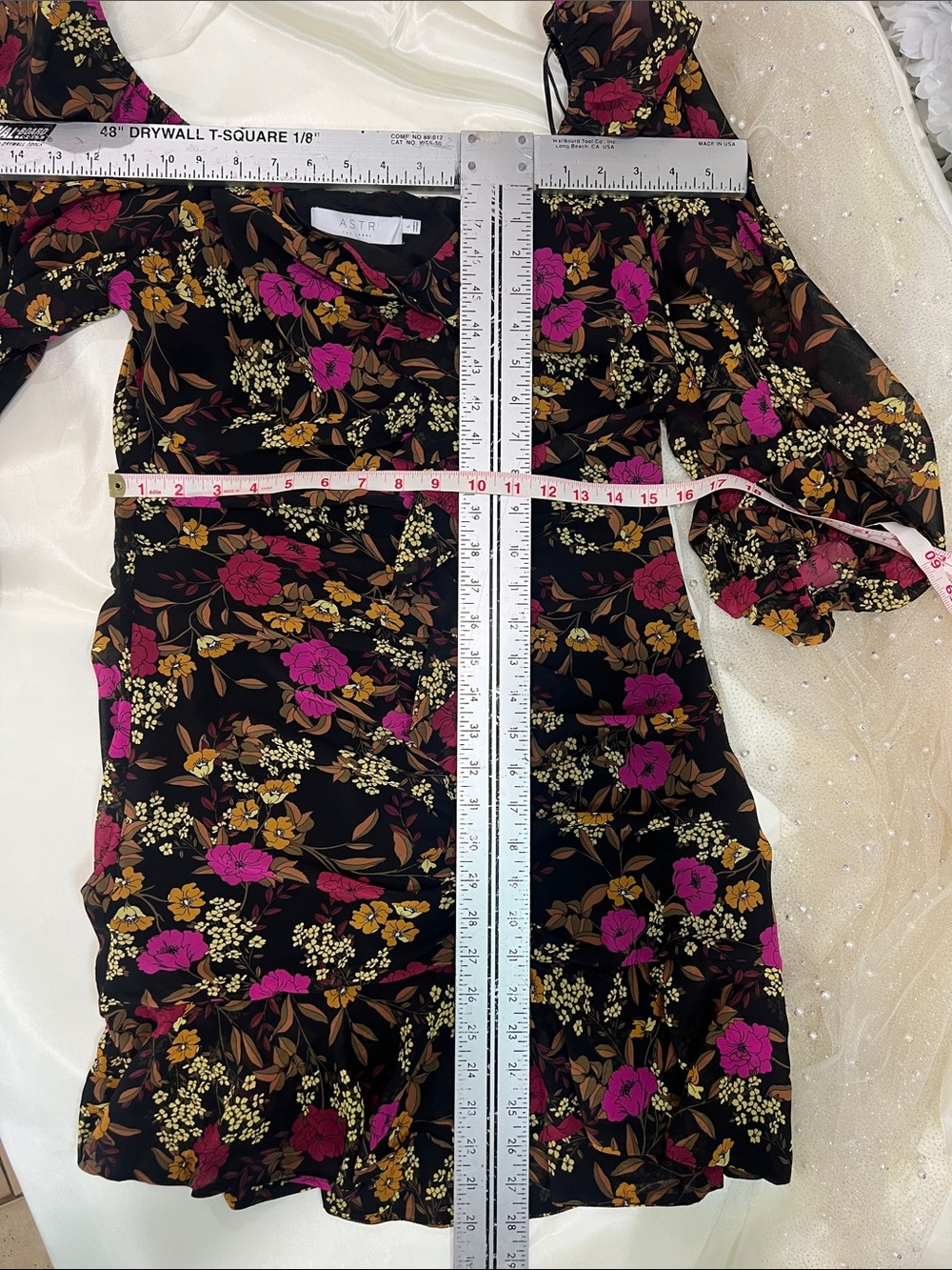 Astr Black Mini Dress with Pink & Mustard Floral Print - Picture 6 of 11